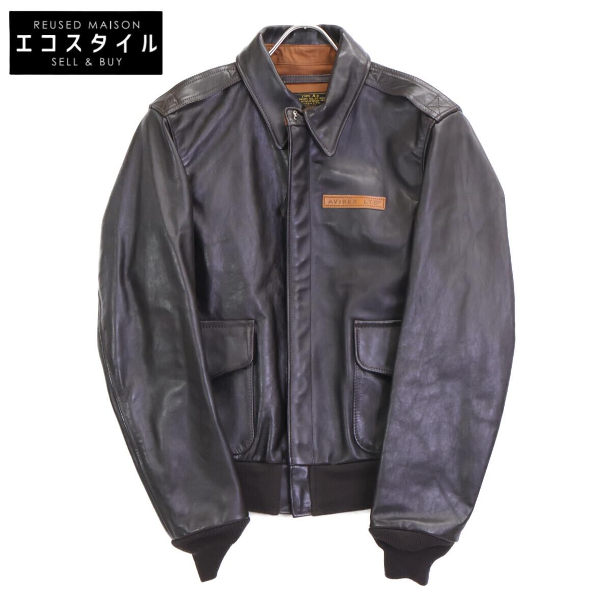 

AVIREX 2191000 Dark Brown A-2 Leather Flight Jacket Jacket 40 Dark brownUsed