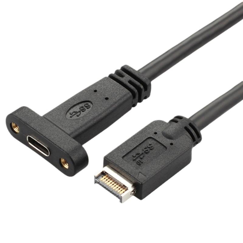 1 Stück Typ-E auf USB-C Typ C Buchse Verlängerungskabel mit Panel-Montageschraube 30/50cm USB 3.2 Frontpanel-Header