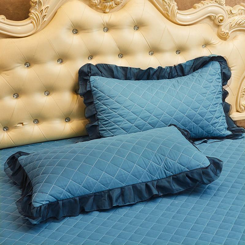 Cotton Pillowcase Lace A Pair of Solid Color Thick Quilted Household Pillowcase Leather Universal Winter