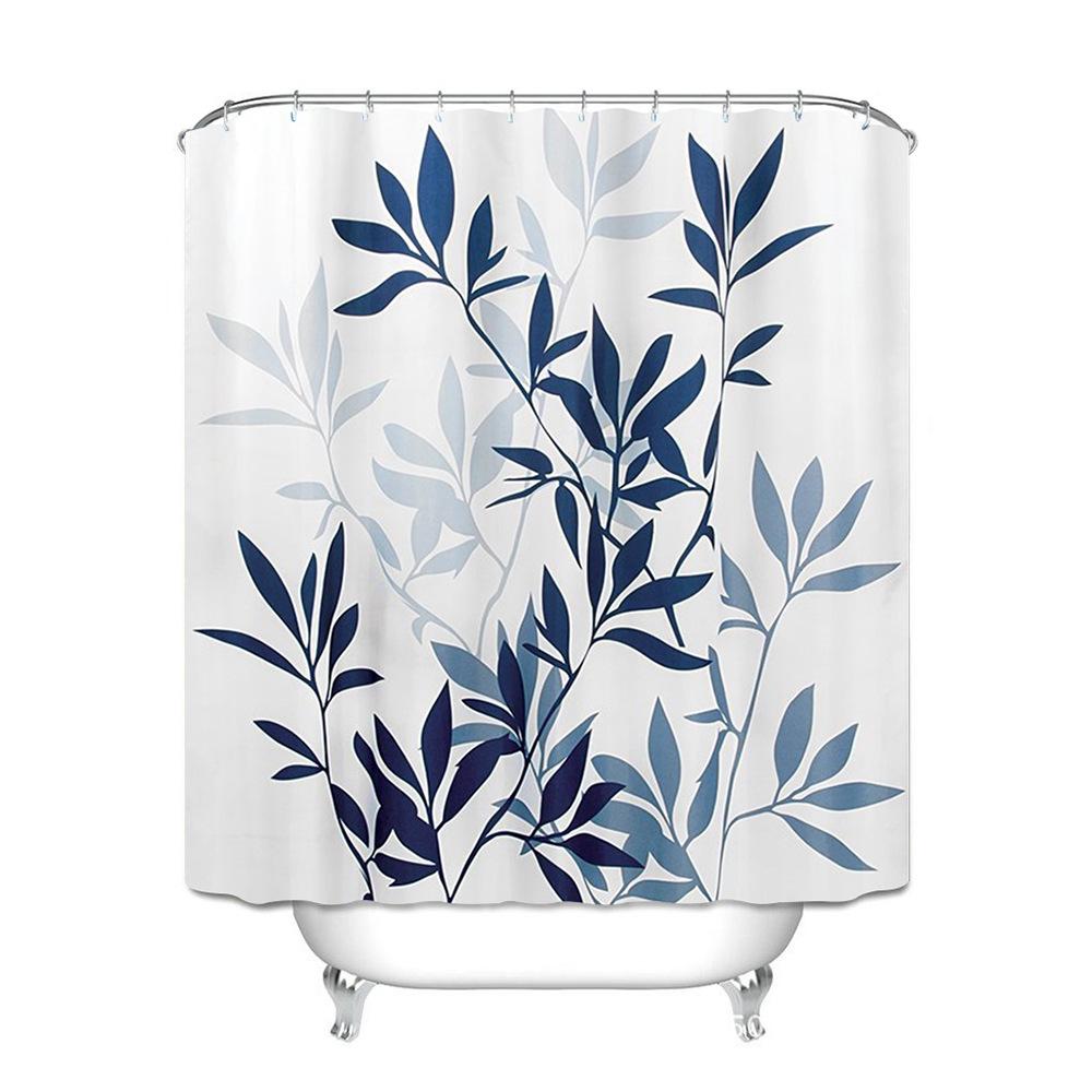 Shower Curtain with Hooks Waterproof Polyester Fabric Purple Floral Plant Bathroom Bathtub Curtains for Bath Room Tub