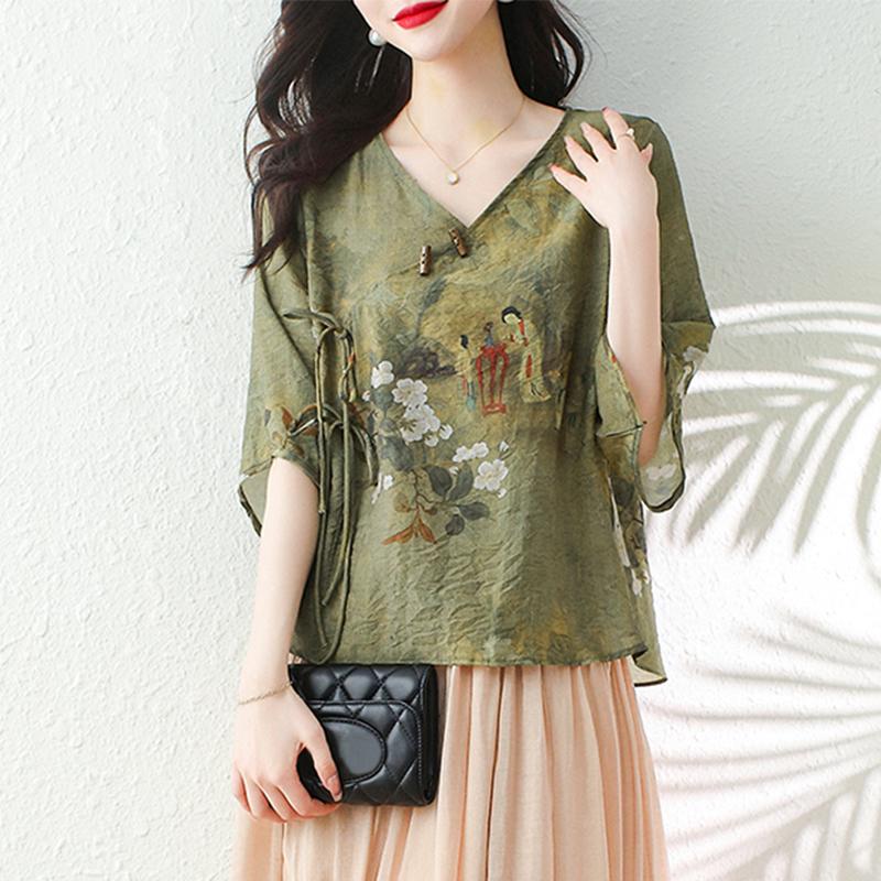 ZANZEA Женская летняя повседневная блузка с v-образным вырезом и ...