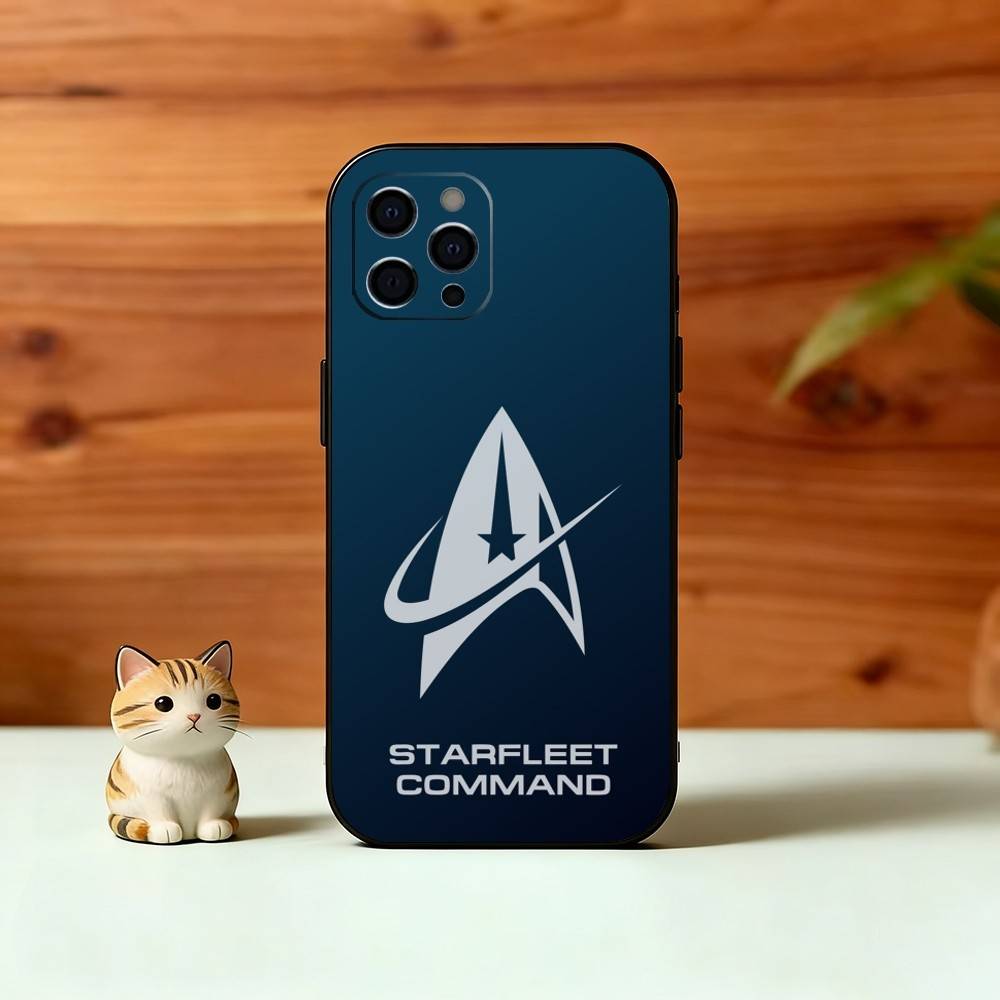 S-Trek Space Theme Phone Case For iPhone 17,16,15,14,13,12,11 Plus,Pro Max,XS,Soft Silicone Black Cover