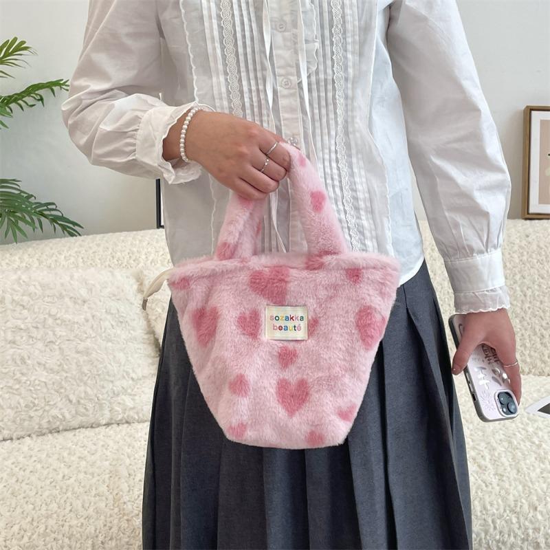 11 Winter fashion plush women's bags, new cute polka dot handbags, commuting handbags to work
