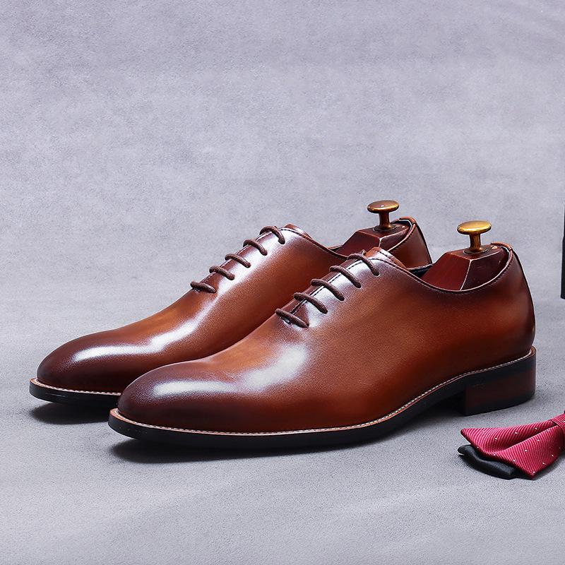 Men's Genuine Leather New Business Dress Leather Shoes Men's Cowhide Simple Whole Leather