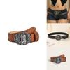 Punk Leather Belt With Alloy Buckle And Snap Closure For Casual Streetwear