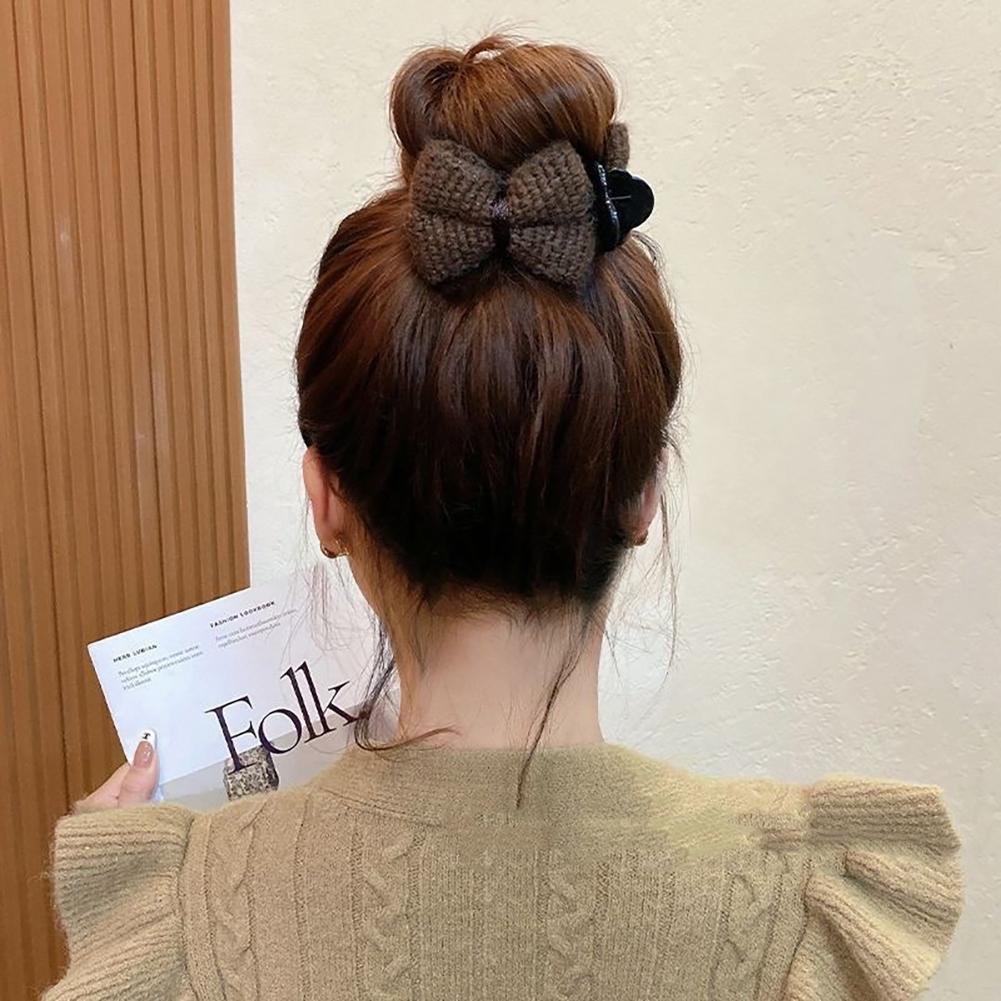 Simple Fabric Bowknot Hair Clip Sweet Temperamental Updo Hairpin Hair Claw Clip Headwear Hair Clip Hair Accessory for Women