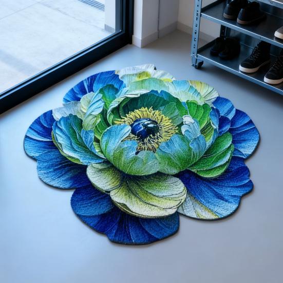 Padlószőnyeg 3D Virágos Mintával Csúszásmentes Pontozott Dombornyomott Hátoldal Ajtószőnyeg Gyorsan Száradó Nedvszívó Fürdőszobai Bejárati Szőnyeg