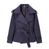 European and American Style Women's Solid Color Belted Short Jacket Windbreaker.