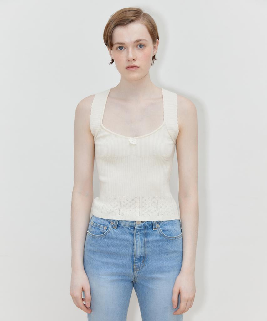 SINOON Scallop Punching Knit Sleeveless (Ivory)