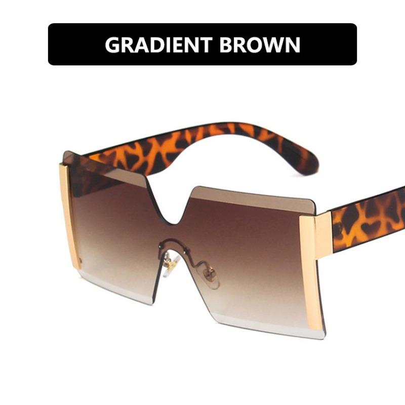 European American Conjoined Frameless UV400 Protection Sunglasses Woman Versatile Stylish Big Frame Personalized Resin Sun Glasses gafas