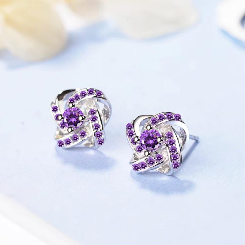 925 Silver Earrings For Women -silver-jewelry Zirconia Eternal Heart Twist Earrings Oorbellen S-e430