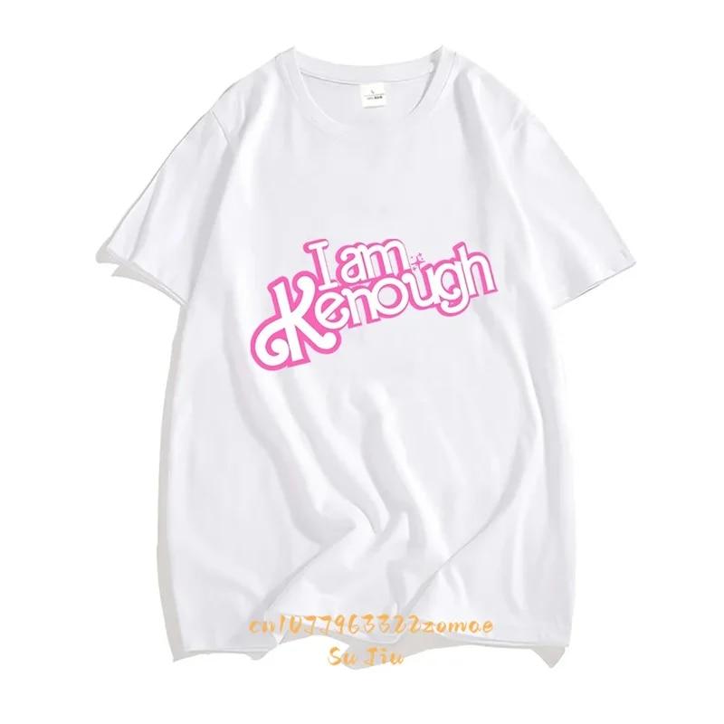 I Am Kenough Barbenheimer Hot Pink Barbiee T-shirts 100% Cotton Tshirt Unisex Summer Loose Graphic T Shirts Casual O-neck Clothes