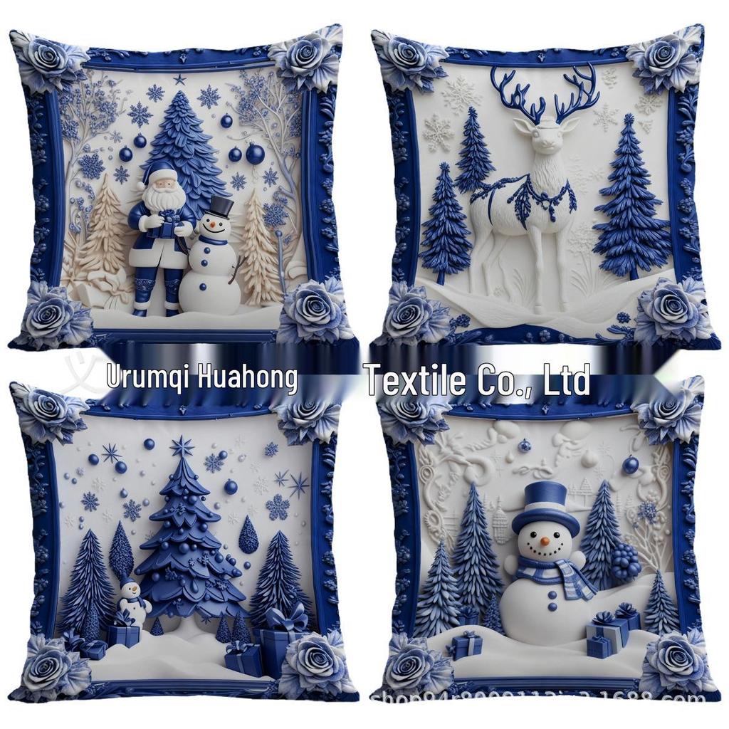 Peach Skin Velvet Christmas Pillowcase - Decorative Cushion Cover for Sofa