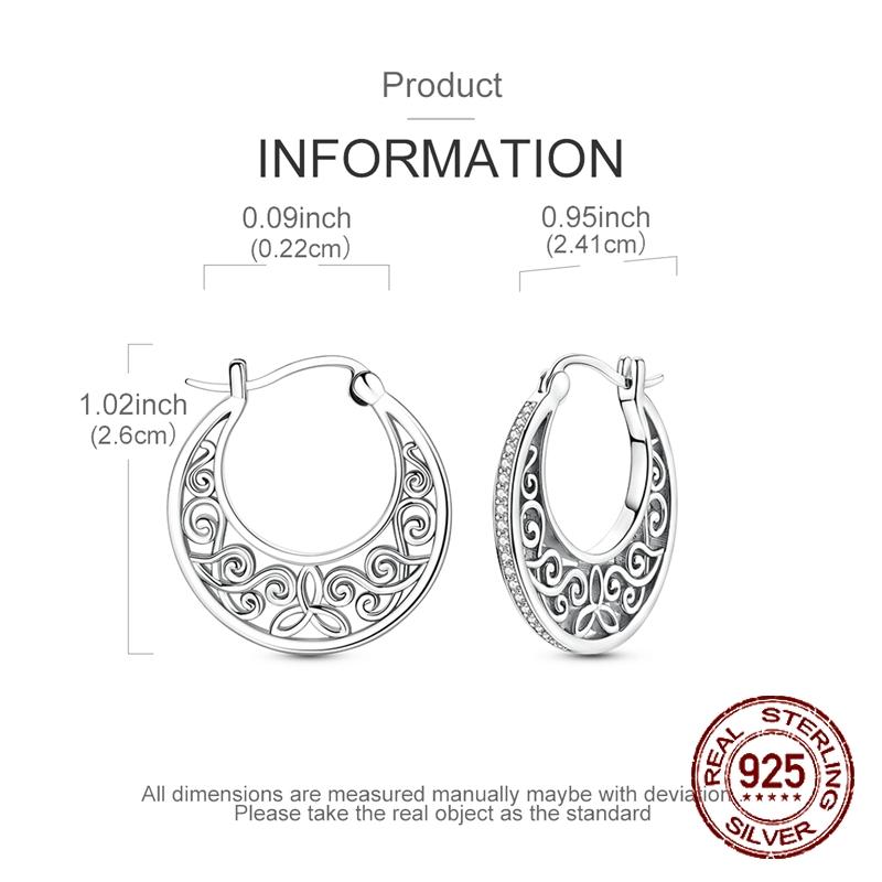 925 Sterling Silver Shining Retro Patterns Earrings for Women Girl Ear Studs Fine Jewelry Fashion Luxury Anniversary