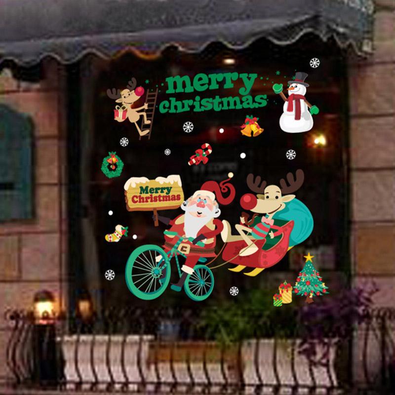 Christmas Window Stickers Ornaments Merry Christmas Decorations 2025 for Home Wall Sticker Decals New Year Decor Noel Stickers