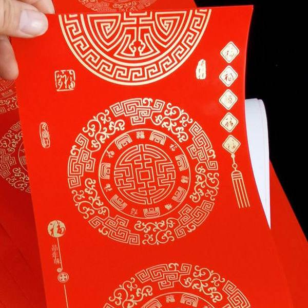 Classic Bookish Fragrance: Red Copperplate Ten Thousand Years Blessings Blank Handwritten Fu and Spring Couplets Set
