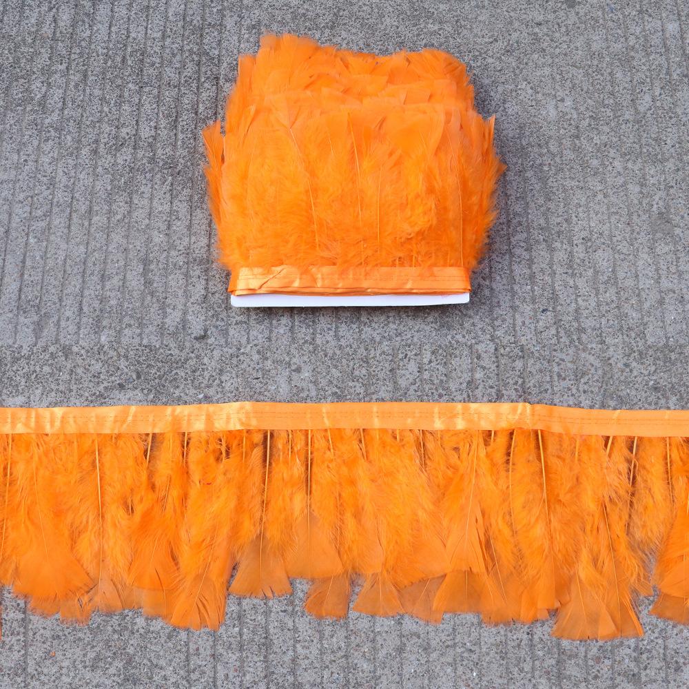 

Long Large Flat Cloth Edge Diy Colorful Feathers Handmade Turkey Feathers 10m 1M оранжевый