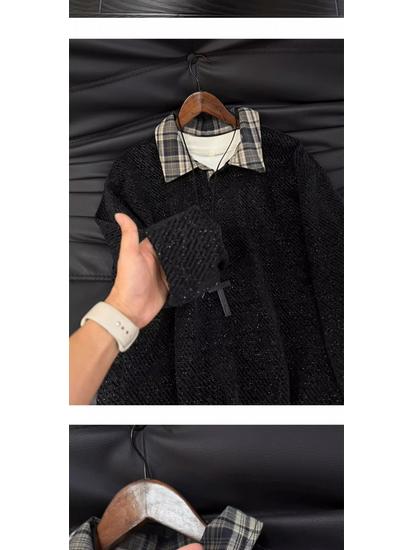 Men's Retro Plaid Velvet-Lined Hoodie: Autumn/Winter Street Style Trendy Loose Fit Jacket