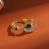 ZAKOL New Blue Planet Series Shiny Zircon Adjustable Open Ring for Women Exquisite Unique Anniversary Birthday Zircon Gift