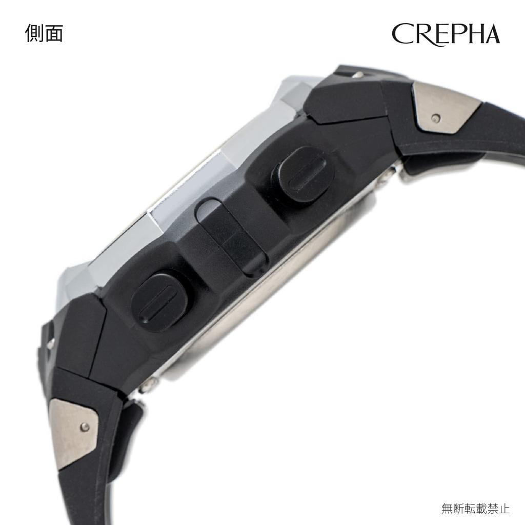 CREPHA Digital Solar Urethane Men's Watch, Radio-Controlled, Powered, Rechargeable, Strap, Black, FDM7863-SV