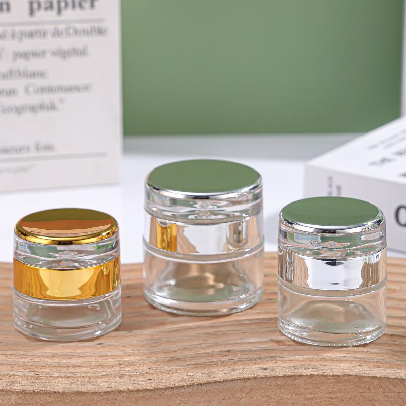 Transparente Glas-Hautpflege-Flaschen-Set: Augencreme, Gesichtscreme, Lotion Spender, Toner Sprühflasche