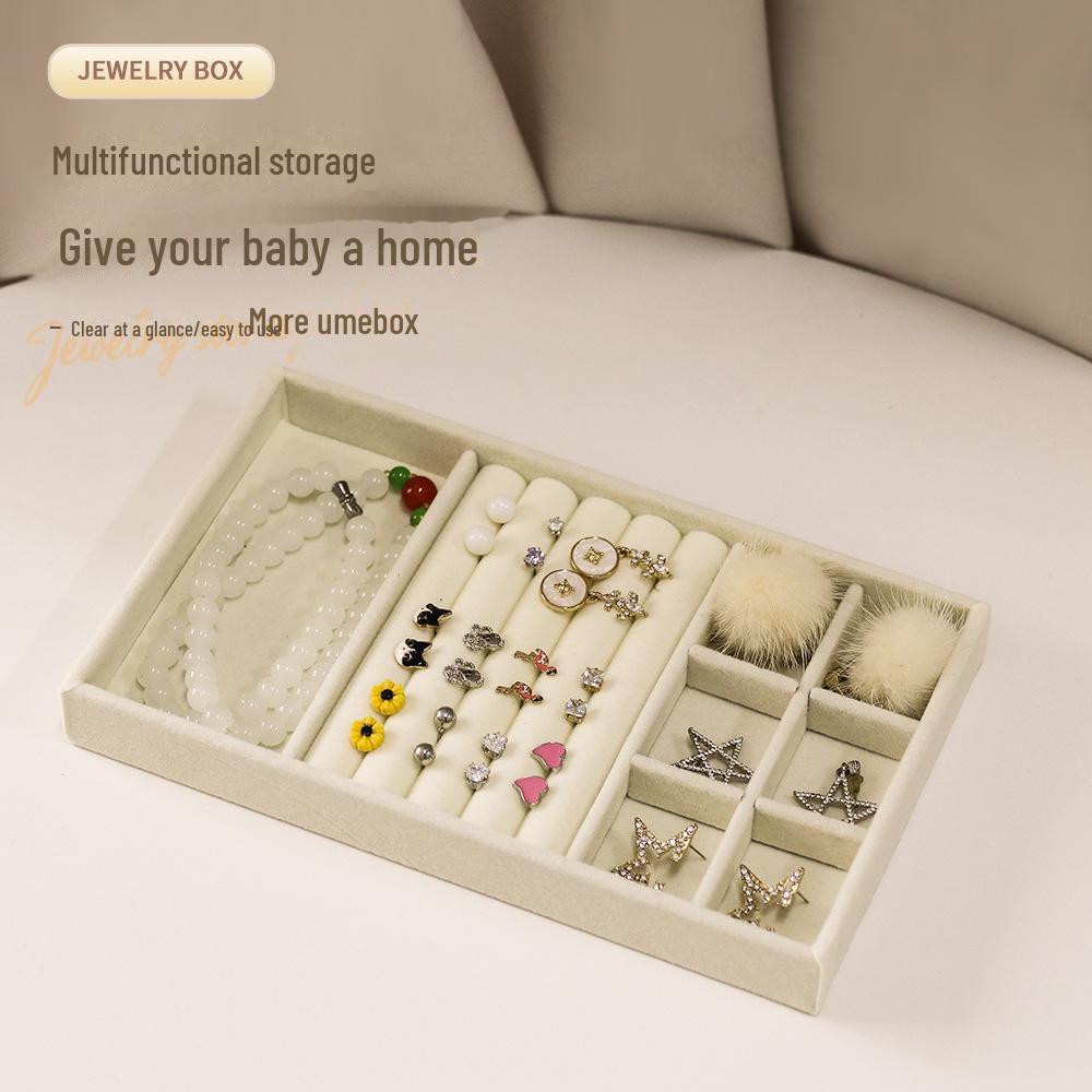 Plaid Flannel Jewelry Storage Box with Dividers for Earrings and Necklaces