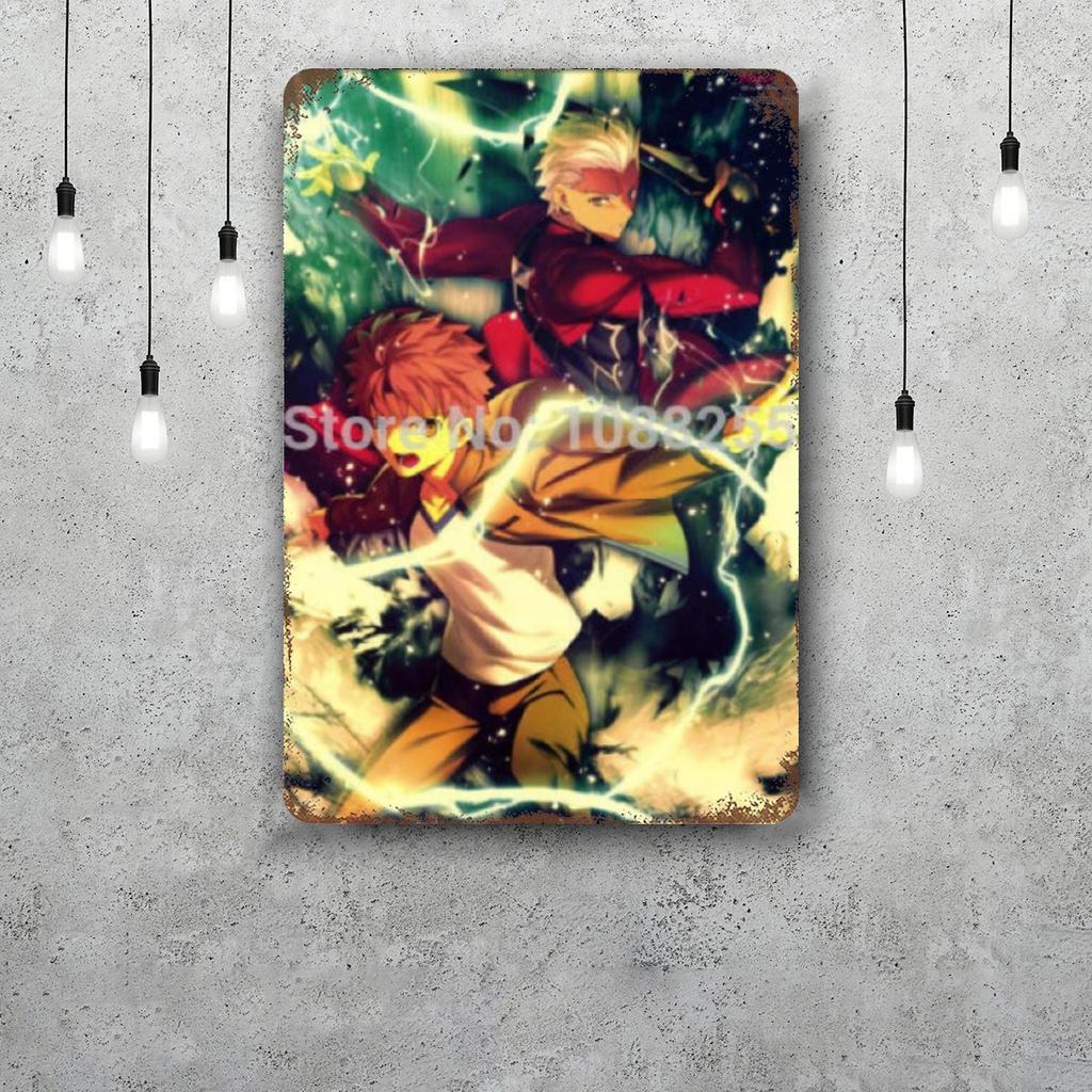 shirou emiya anime Retro Vintage Tin Sign Poster Decorative Plaque Metal Plate Wall Decor