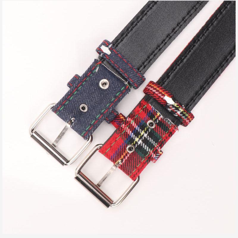 Women's Floral Eyelet Belt Plaid Faux Leather Strap Edgy Punk Waist Chain Dopamine Fashion Jeans Accessory Y2K Decorative