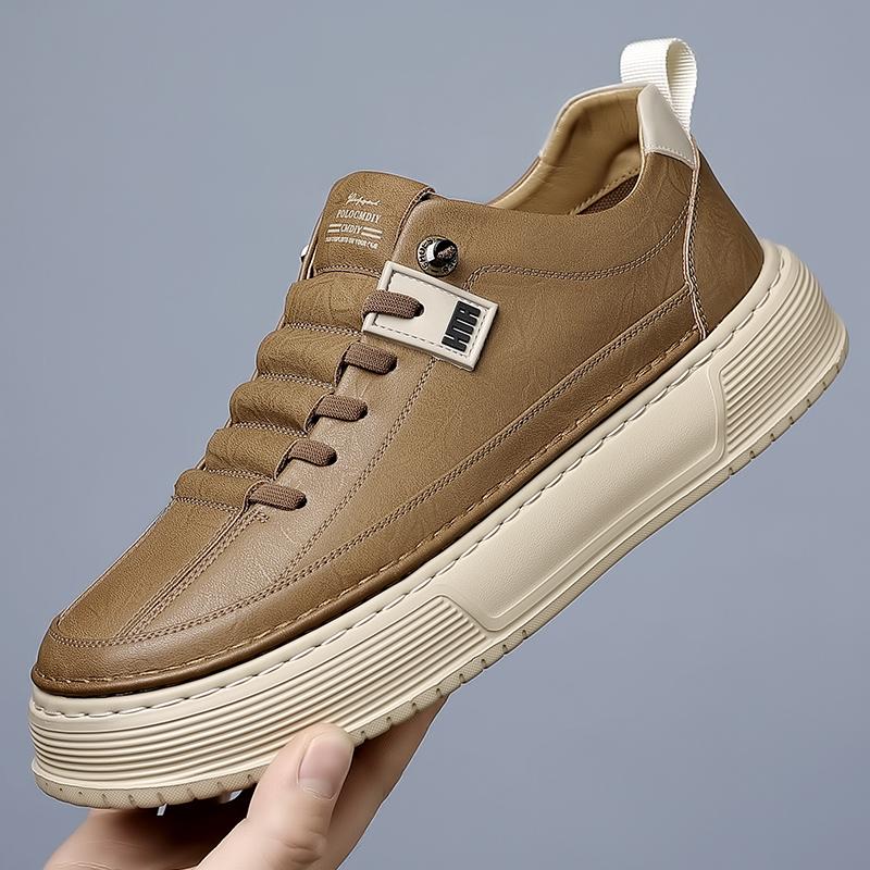 

Fashion Luxury Brand Mens Casual Shoes Genuine Leather Business Oxford Shoes Antiskid Wear-Resistant Thick Soled Running Sneakers Shoes 44 хаки