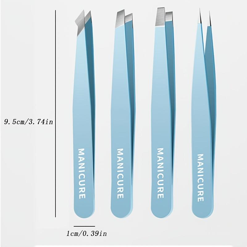 2/4Pcs Eyebrow Tweezer Colorful Hair Beauty Fine Hairs Puller Stainless Steel Slanted Eye Brow Clips Removal Makeup Tools