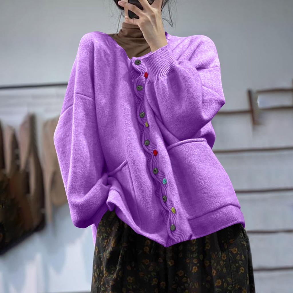 Sweaters For Women Button Long Sleeve Knit Sweater Coats With Pockets