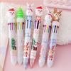 Christmas Ballpoint Pen Press Type 10 Color 6-color Ballpoint Pen Color Multifunctional Marker Pen Creative Stationery Wholesale