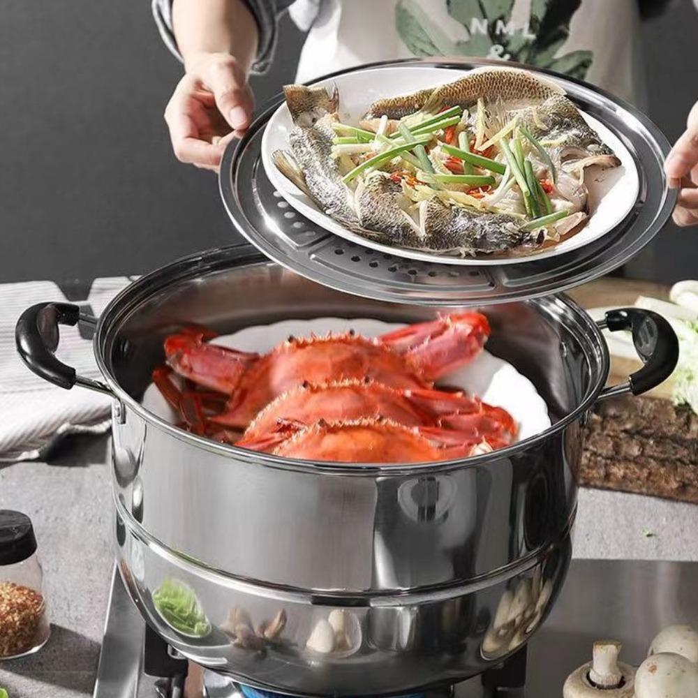 Mit Dämpfeinsatz Edelstahl Kochgeschirr Mehrzweck Suppen-Dampfgar-Topf Induktionsherd Gas
