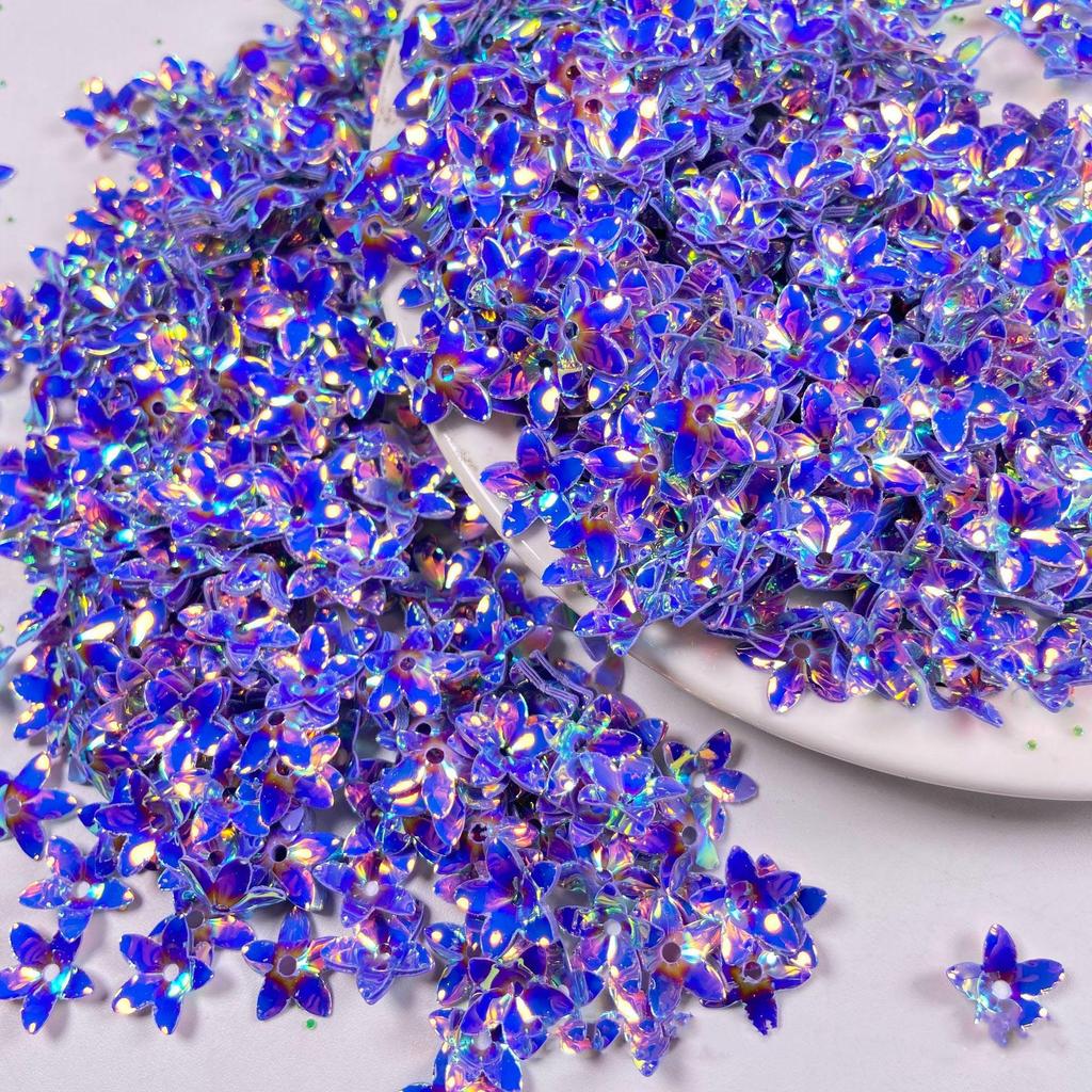 12mm Lily Flower Concave Pvc Sequins Diy Costume Dress Decorative Holographic Loose Beads 3D Floral Shoes Bag Sewing Film Sequin