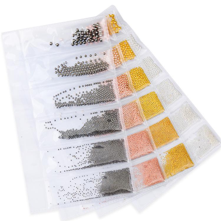 Nail Art Electroplated Steel Caviar Beads: Gold, Silver, Rose Gold, Gunmetal, Black