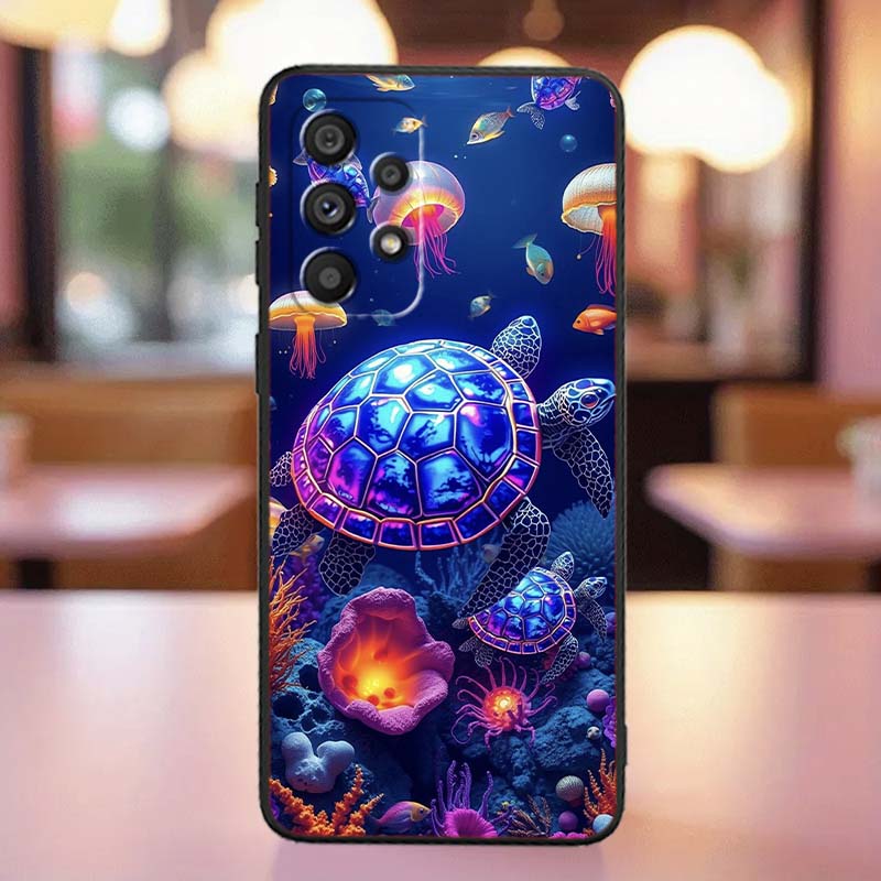 Cartoon Anime Turtle Elephant For Samsung A41 A35 A34 A33 A32 A25 A24 A23 A21s A06 A05 A04 A03 Note 10 20 Ultra 5G Black Case