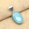 Blå Kalcedon Ädelsten Handgjord 925 Massivt Sterling Silver Smycke Hänge För Hennes