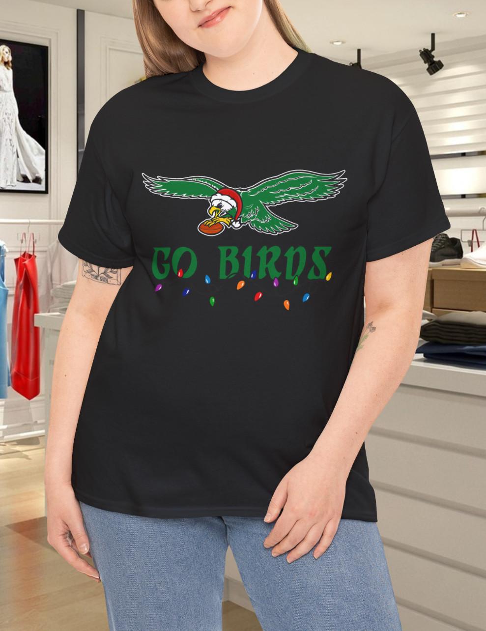 Vintage Go Santa Birds Santa Hat Christmas Lights T-Shirt Mens Womens Tees Top 2XL