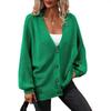 Womens Loose V-Neck Knit Cardigan Sweater Pure Color Acrylic Long Sleeve Casual Elegant Office Wear