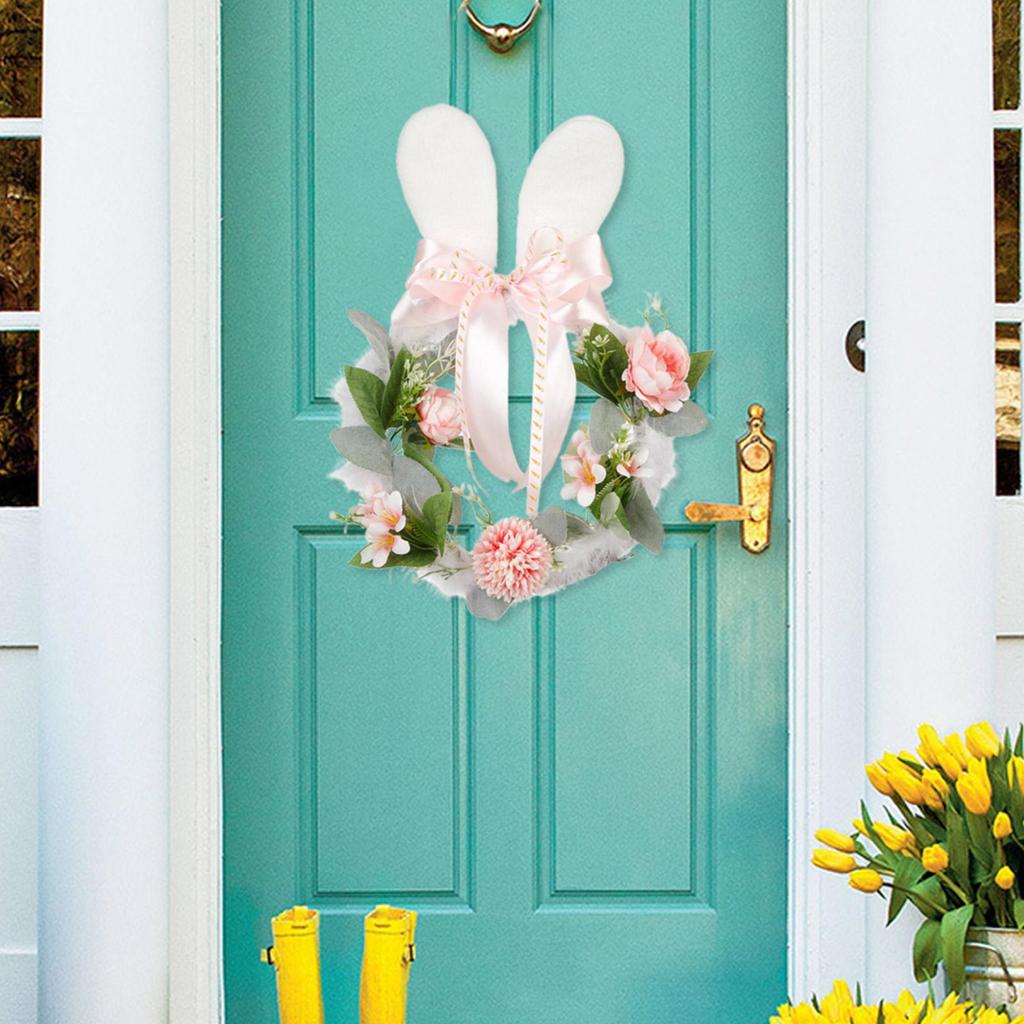 Easter Wreaths For Front Door Seasonal Artificial Spring Decor Bunny Ear Wreath Outdoor Decorations For Bedroom Party Birthday