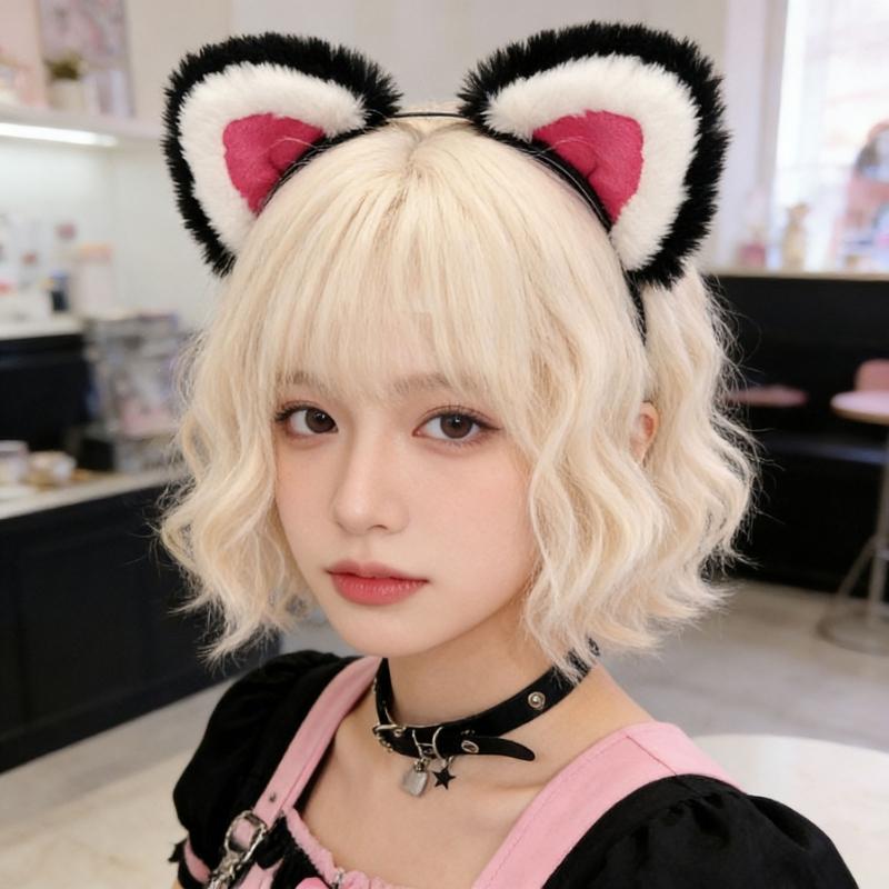 Handcraft Plush Tigers Ears Headband Faux Furs Tail for Halloween Cosplay Party Costume Accessories for Kids Adults