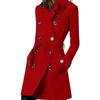 Cappotto lungo da donna in lana per autunno e inverno, con cintura in vita e doppiopetto