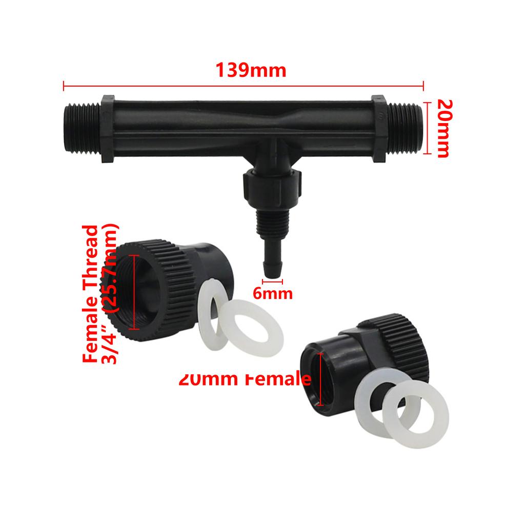 1 "1.5" Venturi Syringe Tube Kit 4 / 7mm Water Pipe Filter with 1 / 2 '' to 3 / 4" Threaded Garden Water Connector Switch Filter