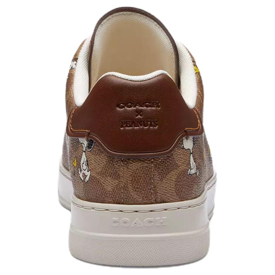 Coach Peanuts X Leather Snoopy Print Low Top Lace Up Sneakers Men Sneakers Brown CBZ76-TN2