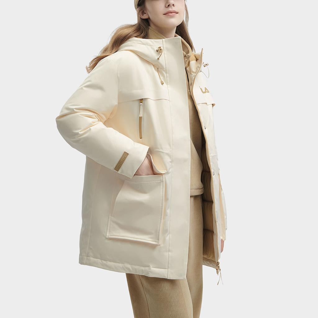 Fila Solid Color Hooded Casual Mid-Length Down Jacket Women Outerwear Light-Green F11W349904F-IV