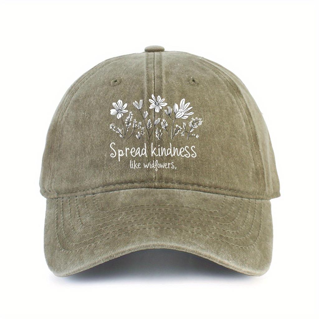 Spread Kindness Like Wildflowers Baseball Cap Distressed Washed Outdoor Casual Adjustable Hat