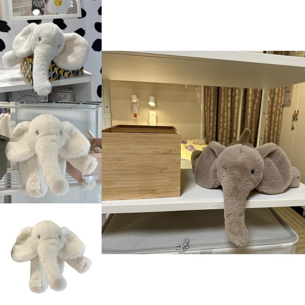 Ins Soft And Realistic Grey And White Elephant Plush Toy For Babies And Kids
