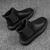 Vintage Mens Winter Chelsea Boots Hightop Leather Boots Autumn Men's Hightcut Walking Casual Platform Bootie