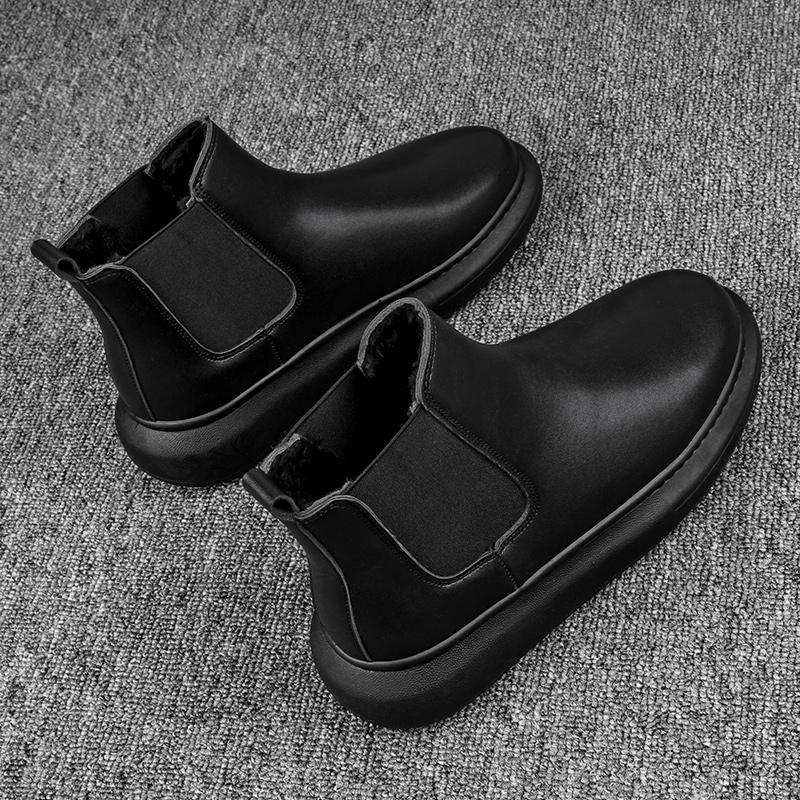Vintage Mens Winter Chelsea Boots Hightop Leather Boots Autumn Men's Hightcut Walking Casual Platform Bootie