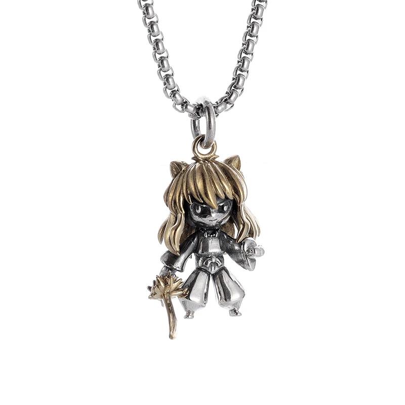 Classic Punk Mechanical Angel Warrior Pendant Necklace Men\\\\'s High Quality Metal Rock Biker Jewelry